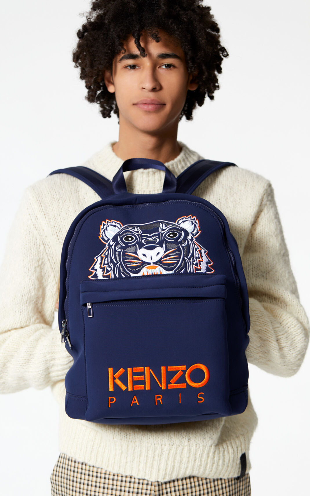 Kenzo Large Neoprene Tiger Mochila Hombre Azul Marino Azules | 9382715-ZC